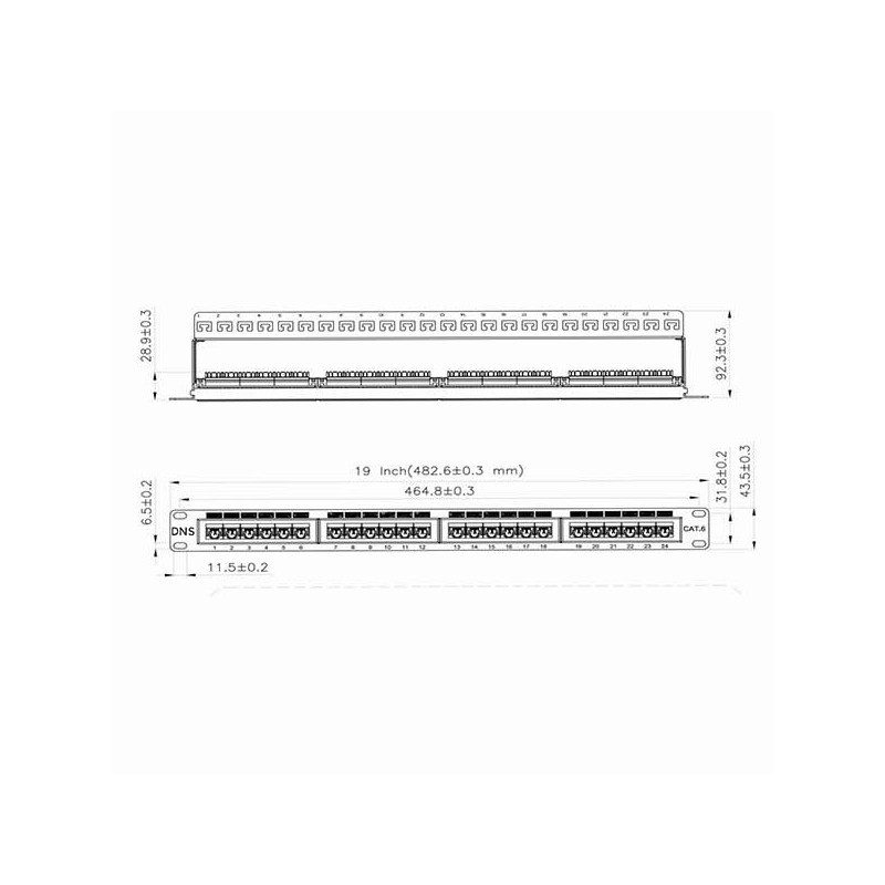 Patch panel 24 port cat6 UTP 19"